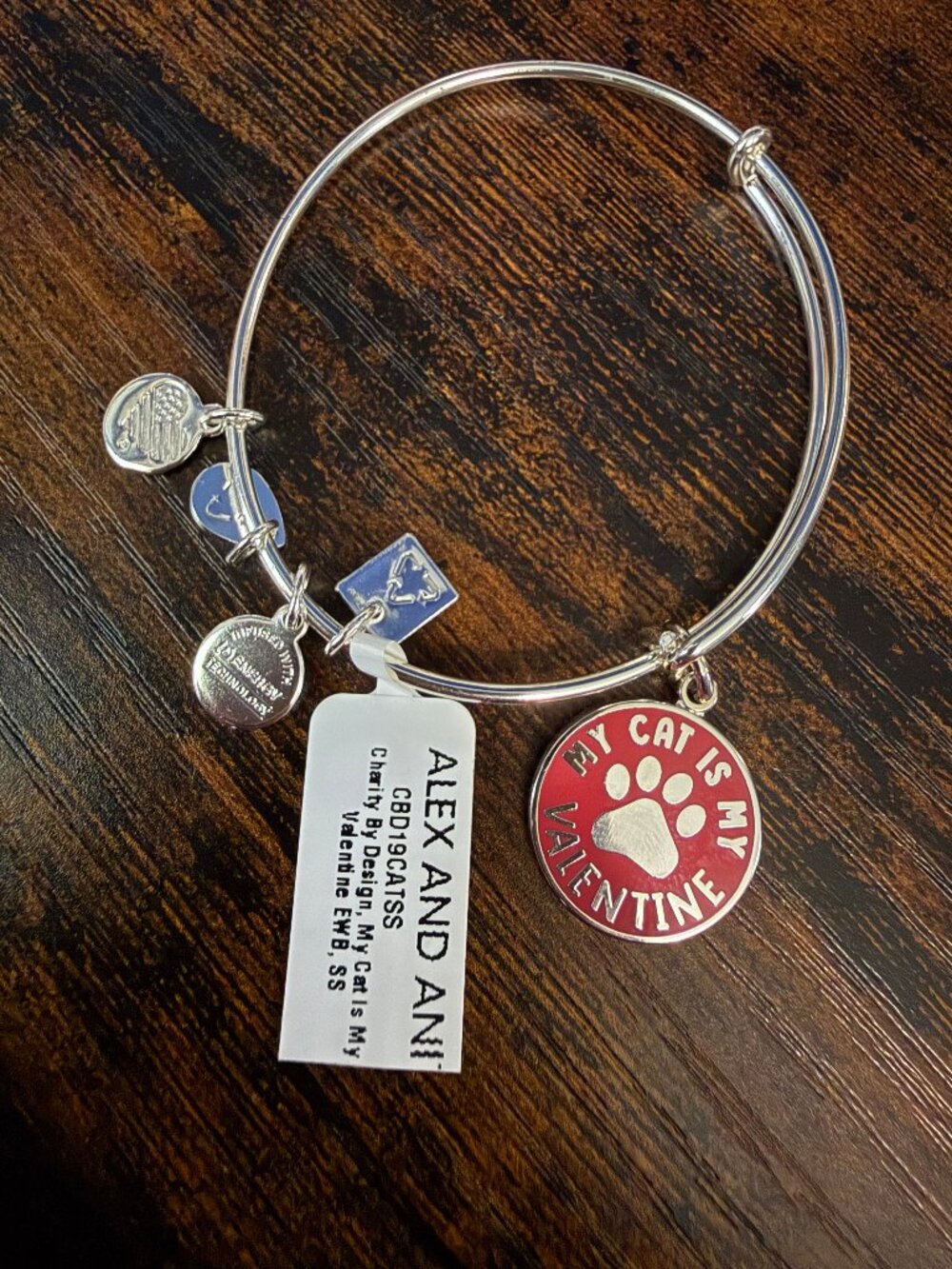 Alex & Ani "My Cat is My Valentine" Bangle Bracelet with Tag, No Box; CBD19CATSS